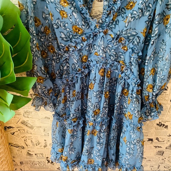 Saints + secrets blue dress NWT XS floral openback - Picture 3 of 10